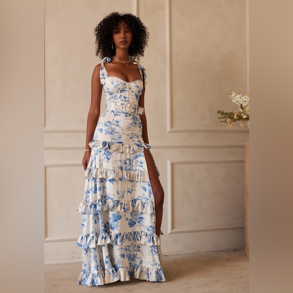 V. Chapman Blue and White Floral Maxi Dress - NWT!